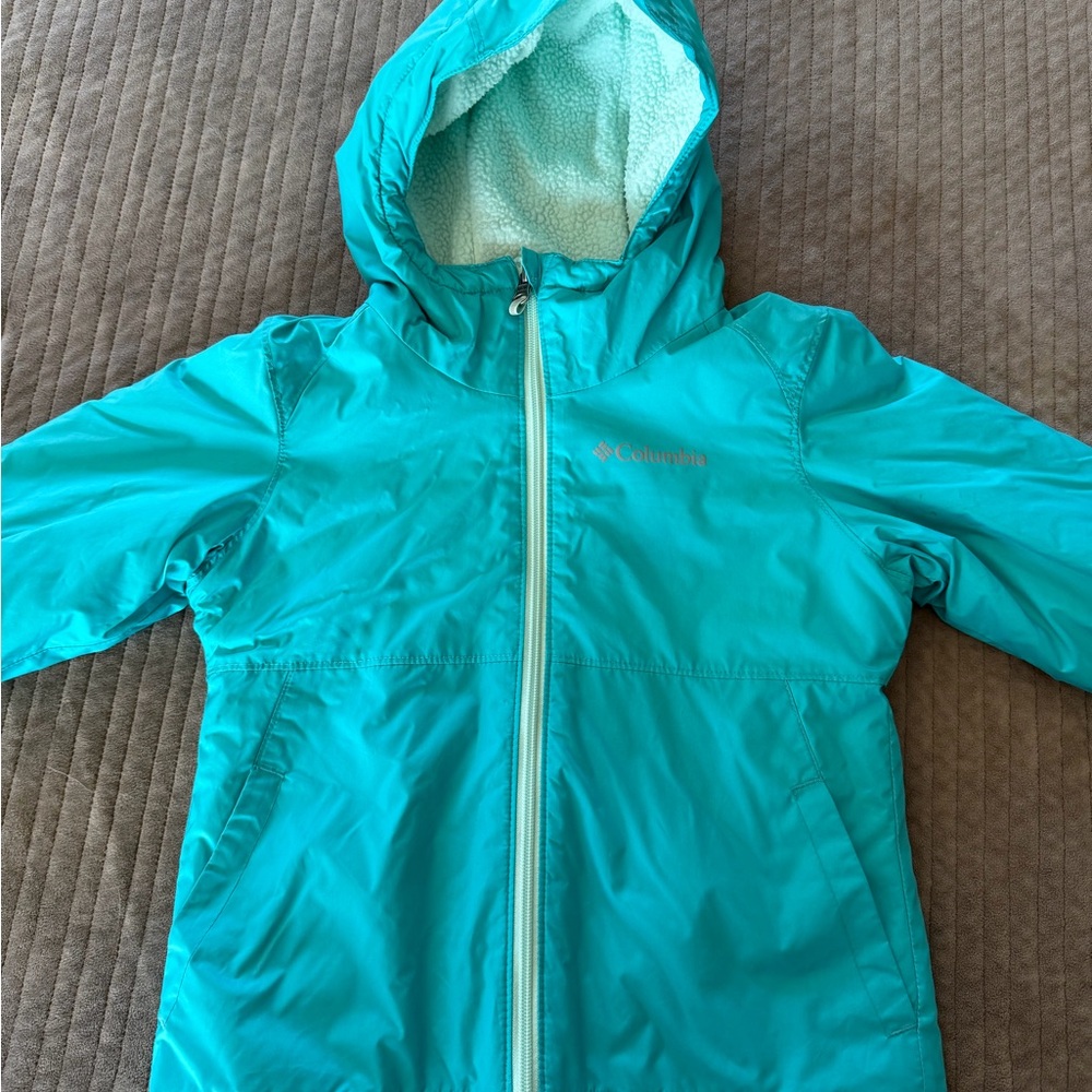 Columbia Girls' Teal Hooded Raincoat